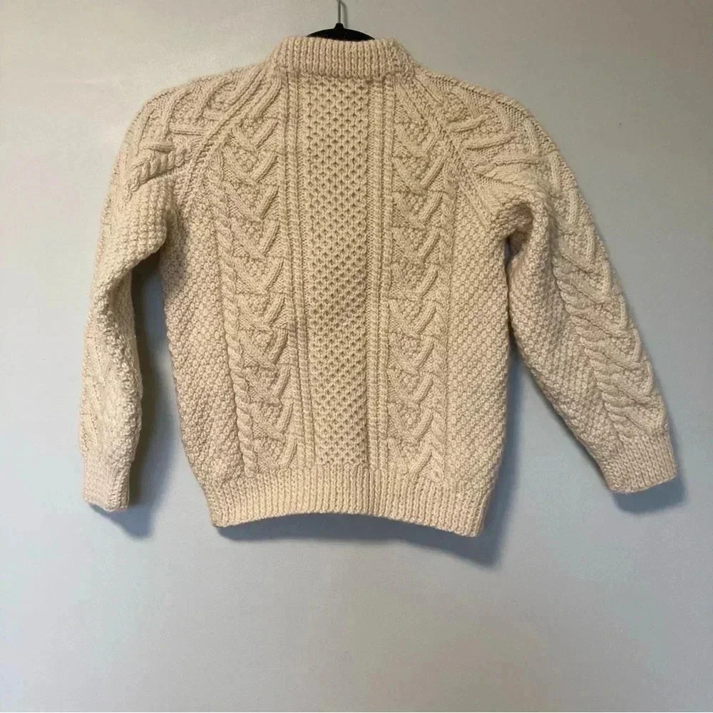 Cardery  Ireland Irish fisherman 100% pure new wool cable knit Aran sweater - Picture 2 of 6